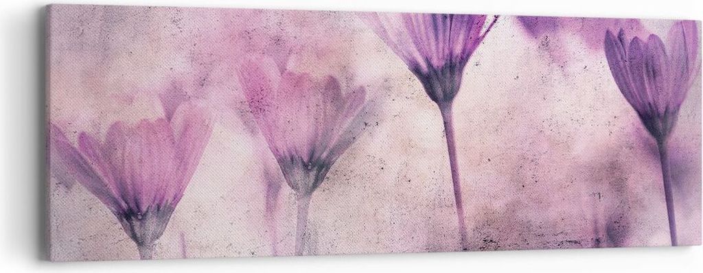 Bild auf Leinwand - Leinwandbild - Einteilig - Blumen Rosa Vintage - 90x30cm - Wand Bild - Wanddeko - Wandbilder - Leinwanddruck - Bilder - Wanddek...