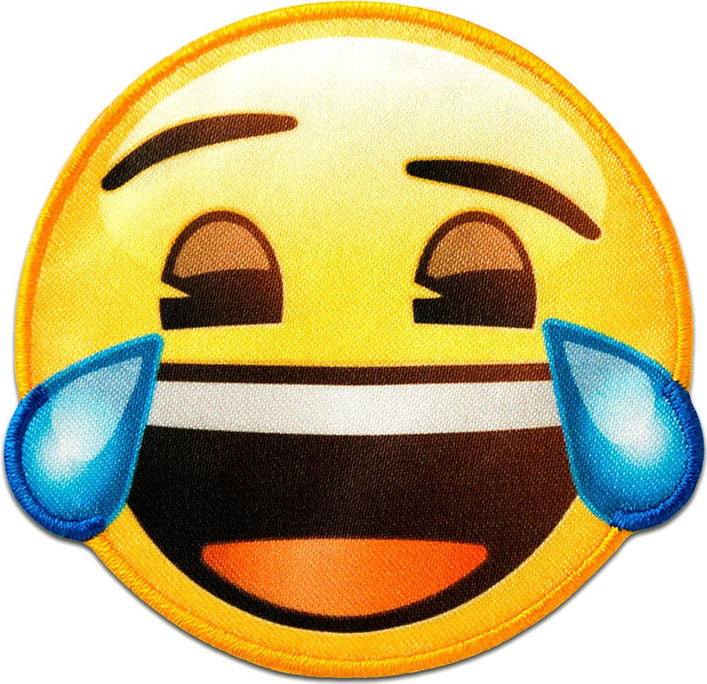 Emoji Lacht Tränen - Aufnäher, Bügelbild, Aufbügler, Applikationen, Patches, Flicken, Zum Aufbügeln, Größe: Ø Ca.6,5 cm