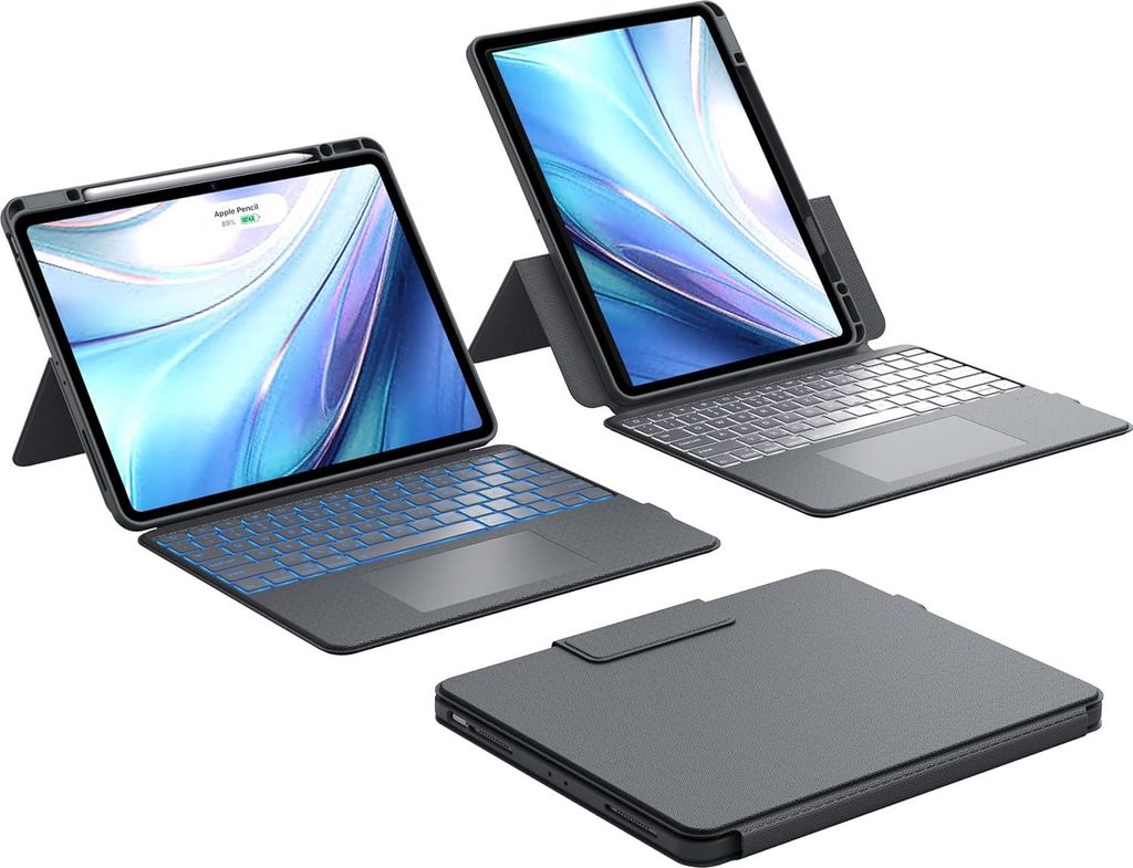 Tasche für iPad Air 13" / Pro 12.9" CHESONA DD1209-GY-DE-B mit Tastatur und Touchpad grau