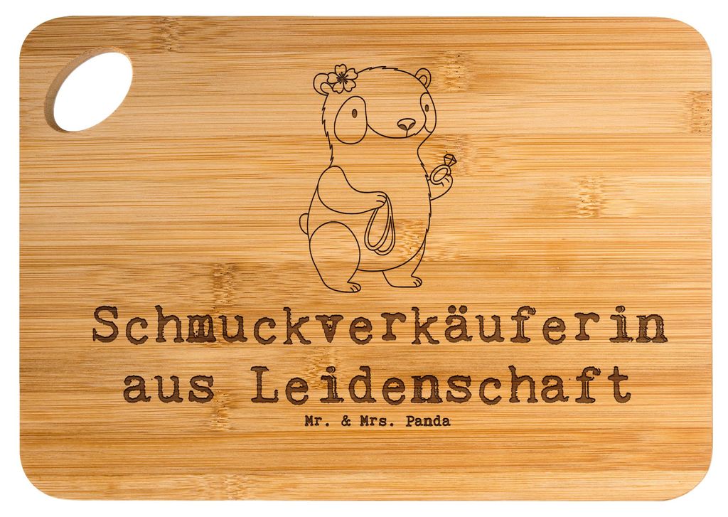 Mr. & Mrs. Panda Frühstücksbrettchen Schmuckverkäuferin Leidenschaft - Transparent - Geschenk, Goldschmied, holzschneidebrett, Holzbrett, Schmie...