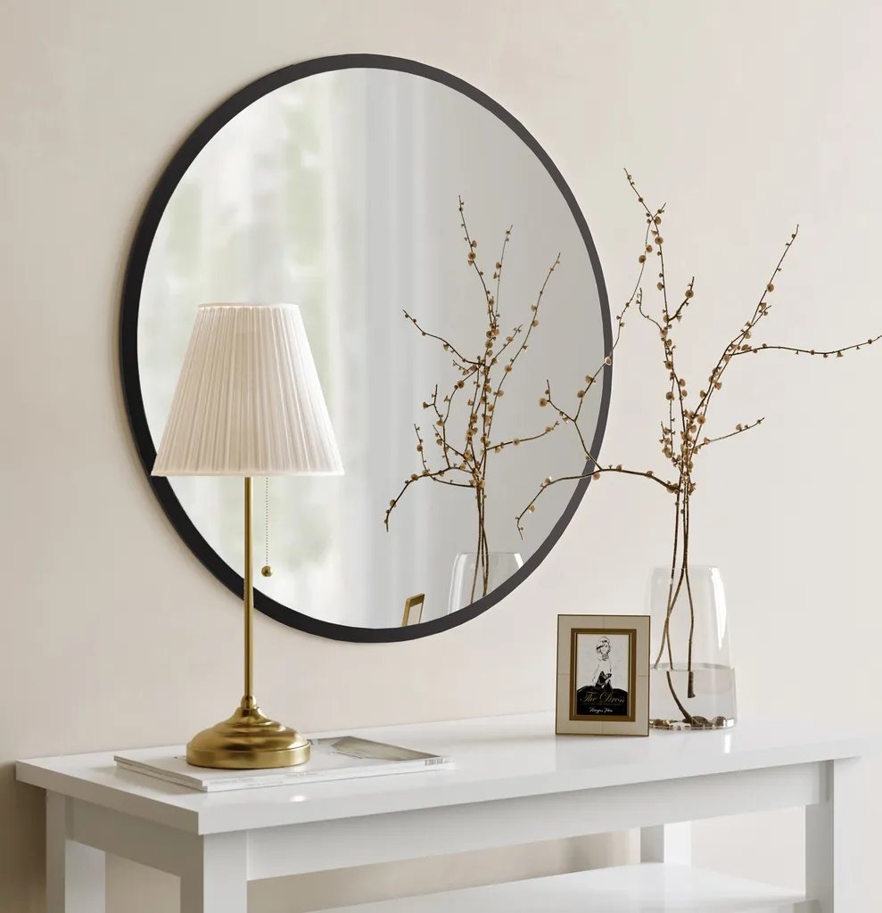 Miroir Rond Mural pour Salon et Entrée - Décoration Noire 60 cm Skye Decor