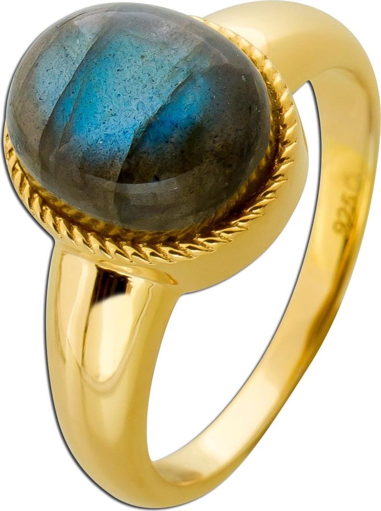 Labradorit Ring Silber vergoldet nat Labradorit Edelstein 4.5ct 18