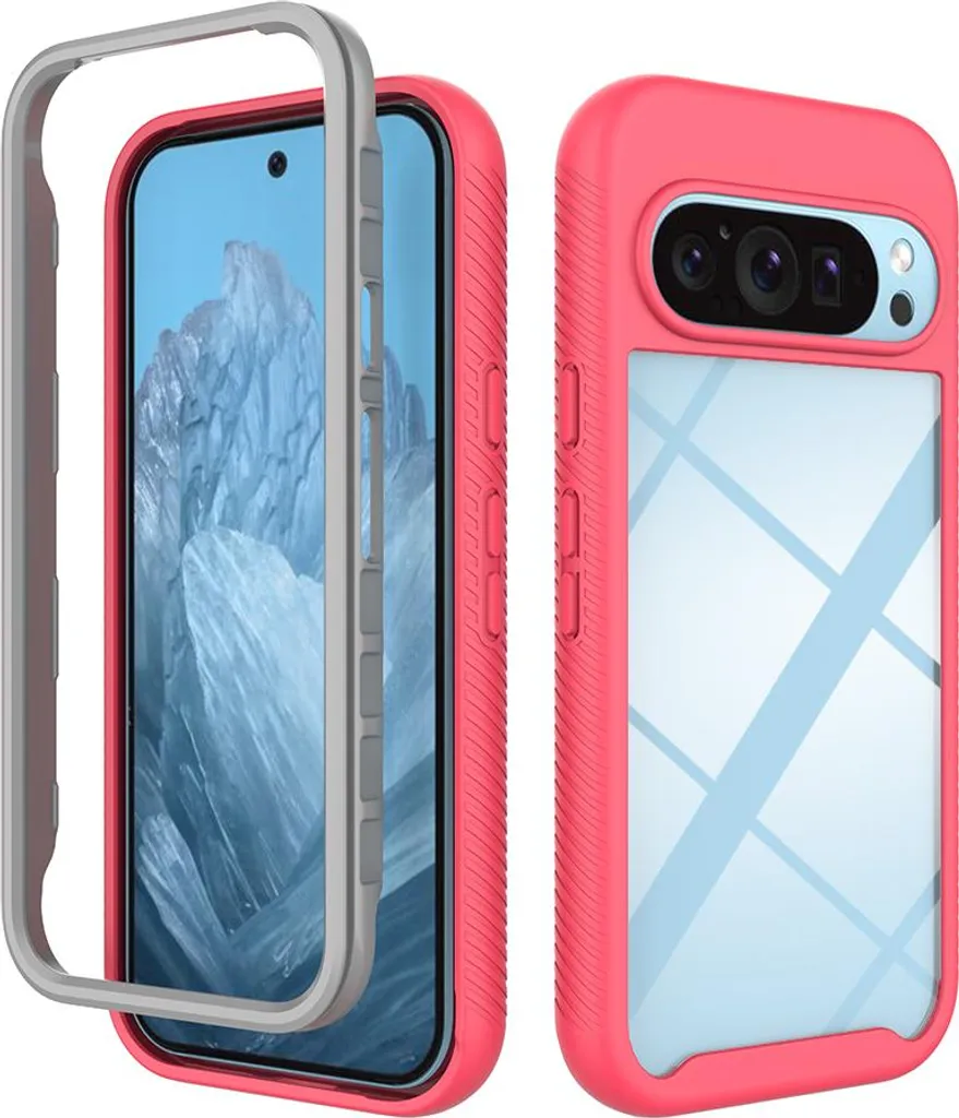 Custodia per Google Pixel 10 / Pixel 10 Pro, copertura posteriore trasparente ibrida, robusto paraurti in TPU, custodia antiurto rosa
