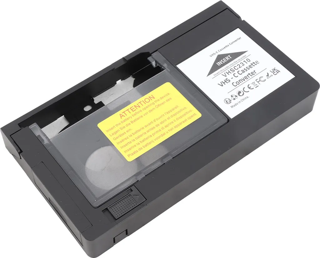 Boîtier Adaptateur Magnétoscope pour Cassettes Vidéo Caméscope VHS-C Noir