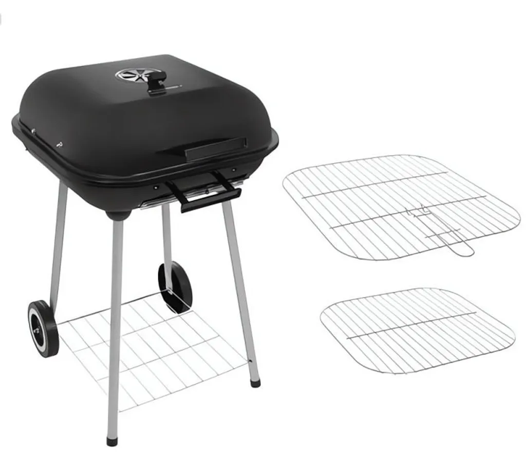 Barbecue charbon de bois portable Kaminer avec couvercle et grand bac