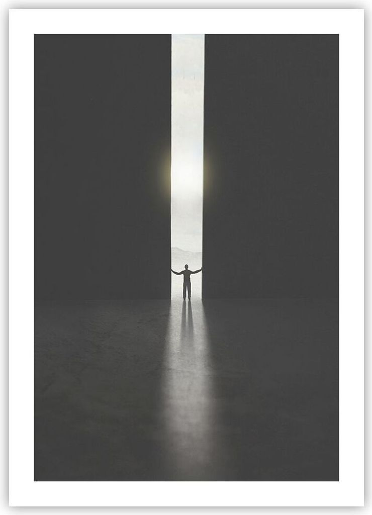 Poster - Poster ohne Rahmen - Tor Mensch Licht - 50x70 cm - Wand Bild - Wanddeko - Wandbilder - Kunstposter - Wandposter - Bilder - Kunstdruck - Wa...