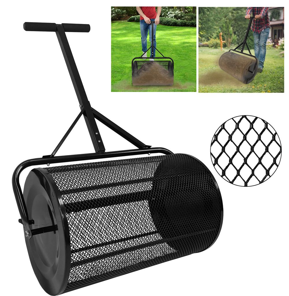 XINZI Garden Sieve, garden spreader, sliding spreader with sponge T handle, 80 L compost spreader for lawn and garden, diameter 40 x 65