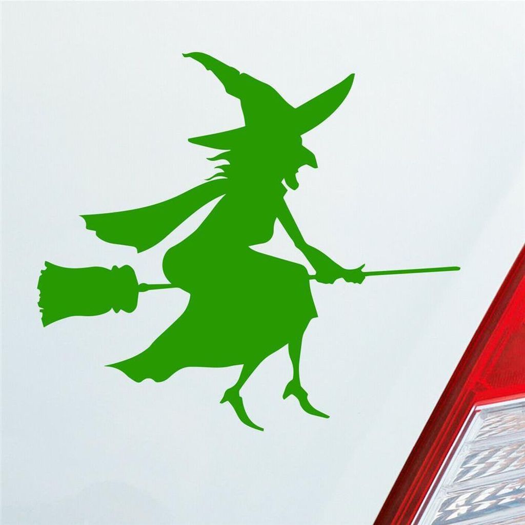 Auto Aufkleber Hexe Witch Besen Frau Hexerei 11x10 cm Produktbild 