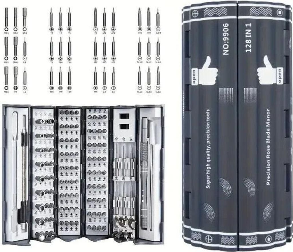 128-in-1 Präzisions-Schraubendreher Set mit Magnetischen Bits Feinmechaniker Werkzeug Set mit 122 Bits Ideal für PC, Handy, Laptop, MacBook, PS5,...