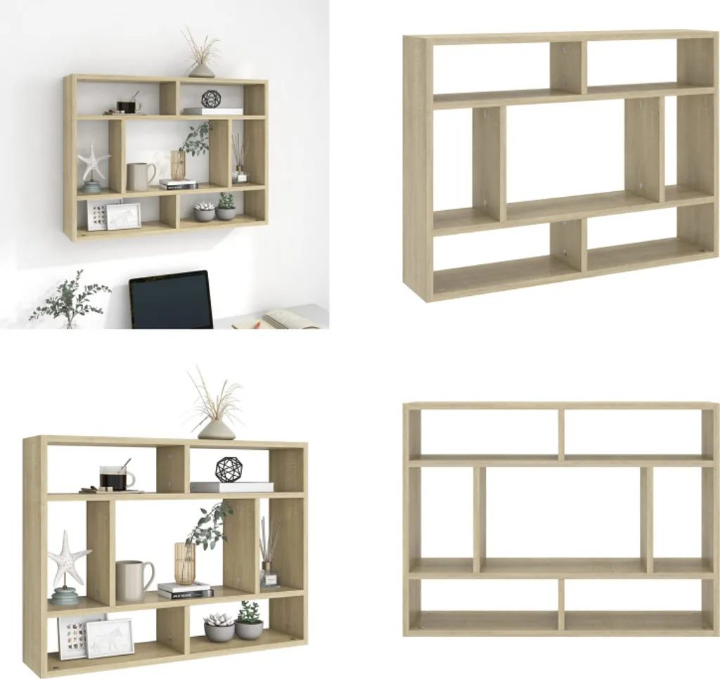 vidaXL Scaffale da parete in rovere Sonoma 75x16x55 cm Materiale a base di legno - Scaffale da parete - Scaffale da parete - Scaffale da parete - Scaffali da parete