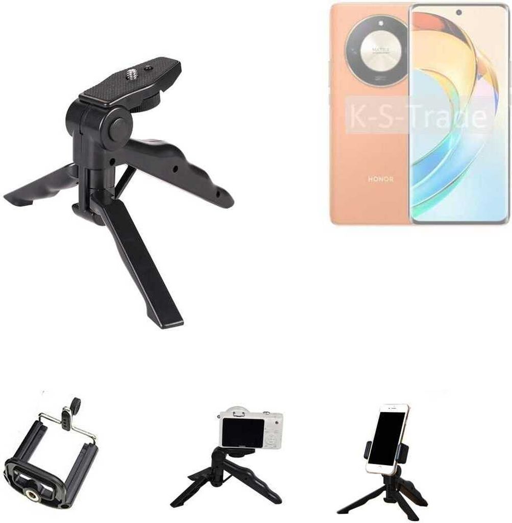 K-S-Trade Stativ Tisch-Ständer Dreibein Handy-Stativ Ständer kompatibel mit Honor X50 Mini-Stativ Smartphone Tripod Handy-Stativ aus Plastik schwarz