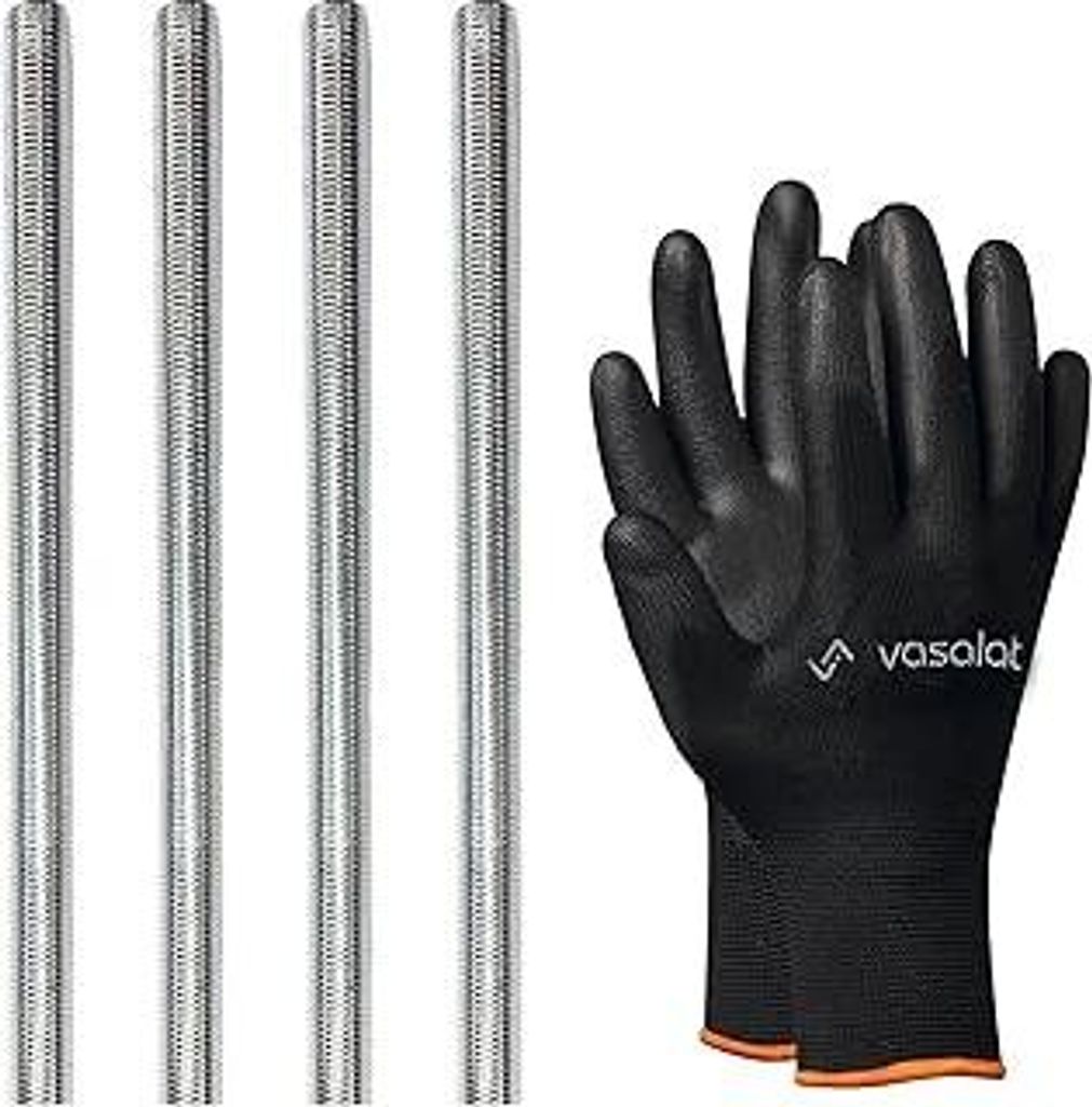 vasalat Gewindestange M8 1000mm verzinkt Set, Festigkeitsklasse 8.8 - Gewindestab mit Außengewinde DIN 976 - hochwertige Metallstange mit Gewinde ...