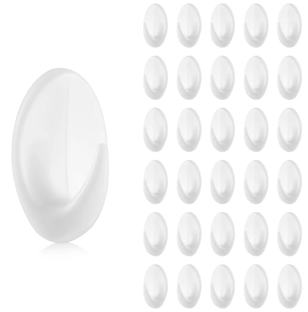 Lot de 30 crochets muraux transparents autocollants en acrylique blanc