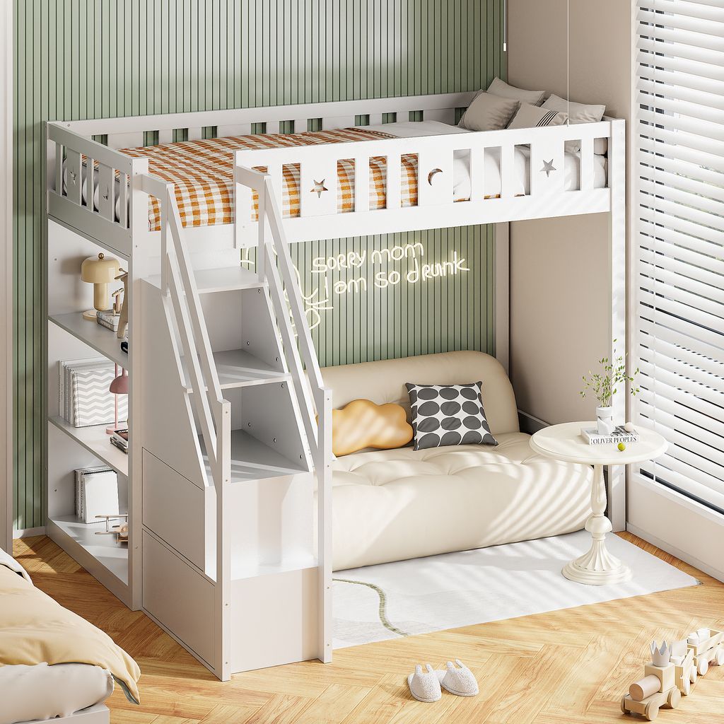 MODFU Hochbett 90x200cm mit Rausfallschutz, Etagenbett Produktbild 