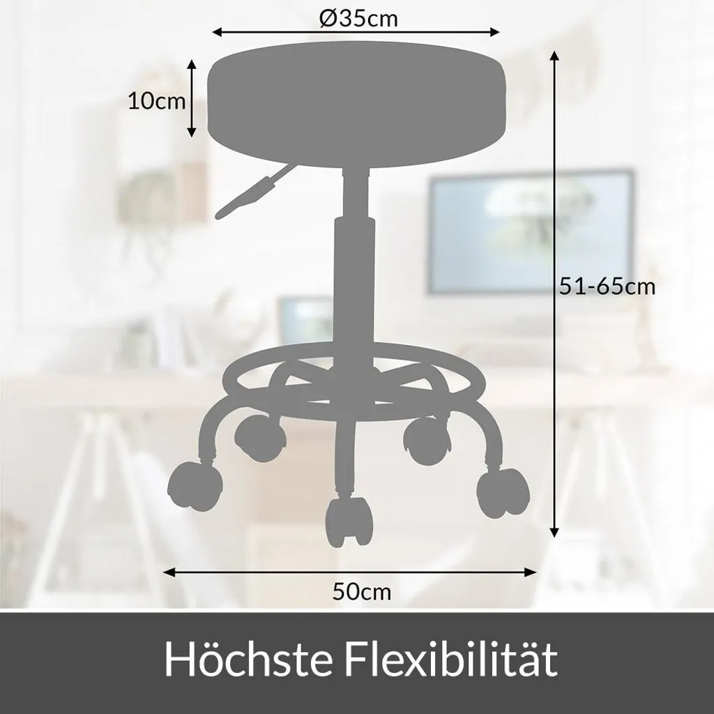Tabouret pivotant réglable noir : confort en simili cuir et design moderne
