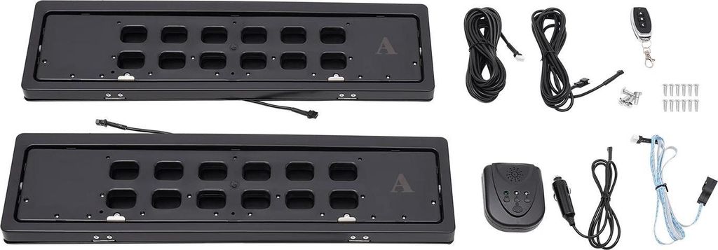 Kennzeichenhalter/Nummernschildhalter - Fernbedient - EU-Standard - 50 m Reichweite - DC 12 V - 2er Set - Metall/Kunststoff