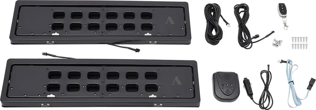 Support de plaque d'immatriculation télécommandé 12V norme EU - Lot de 2