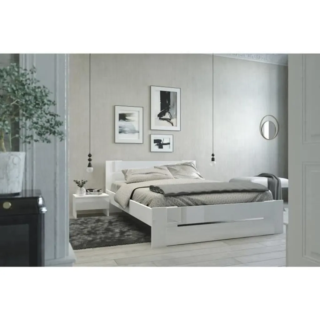 Aménager une chambre moderne avec le lit EDEN blanc 140x190 cm adulte