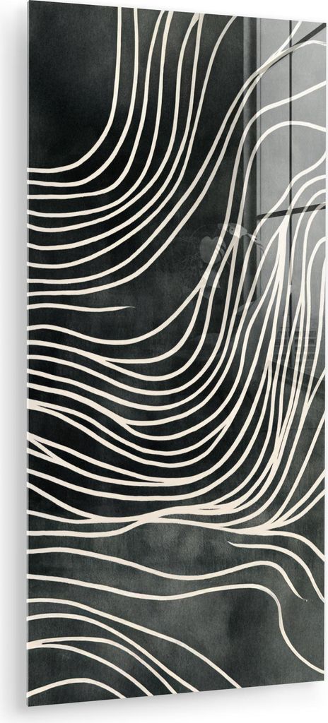 MuchoWow Glasbilder - Bilder auf Wandbild - Foto auf Glas Linien - Muster - Abstrakt - Weiß 40x80 cm Wanddekoration aus Glas - Acrylglasbild - Acr...