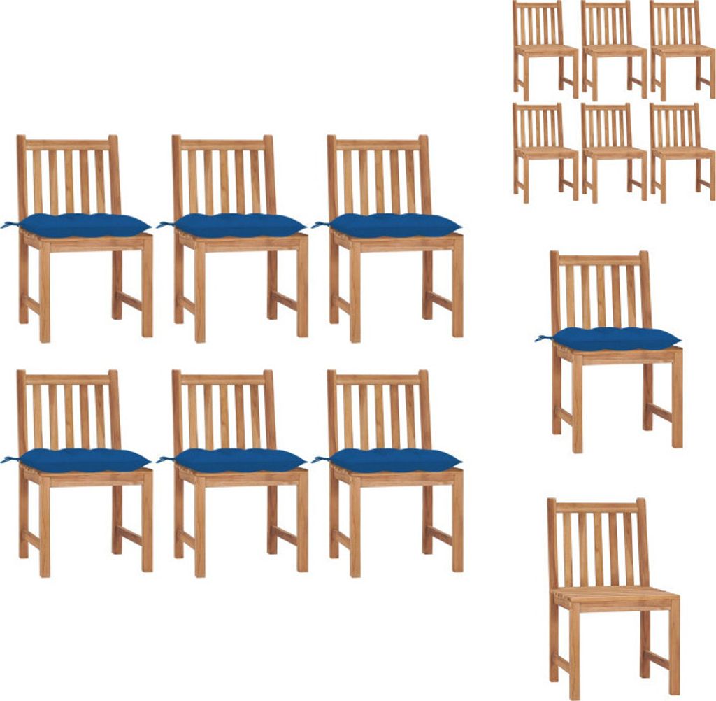 vidaXL Gartenstühle 6 Stk. mit Kissen Massivholz Teak - Gartenstühle