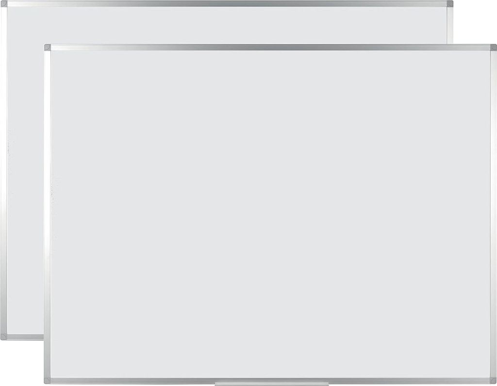 Magnetisches Whiteboard 90 x 60 cm - Trocken abwischbar und Aluminiumrahmen - 2 Stück
