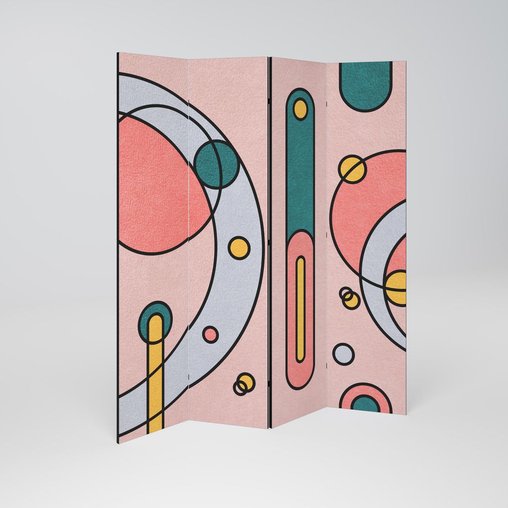 SpaceRebels Paravent Raumteiler - 4-teilig Raumtrenner, Druck 2-Seite - Raumtrenner - Trennwand Wohnung - Room Divider - Spanische Wand Deko Modern...