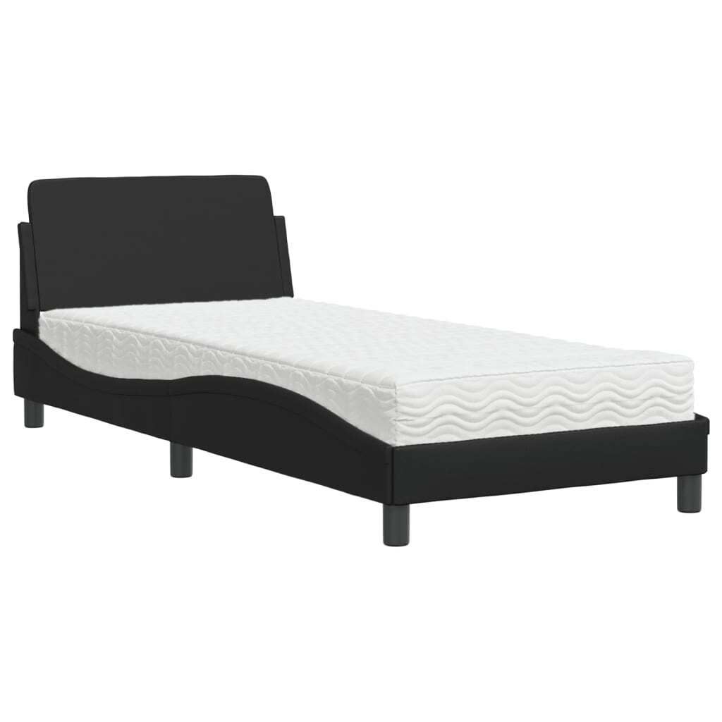 Bett mit Matratze "Dover" Schwarz 80x200 cm Kunstleder