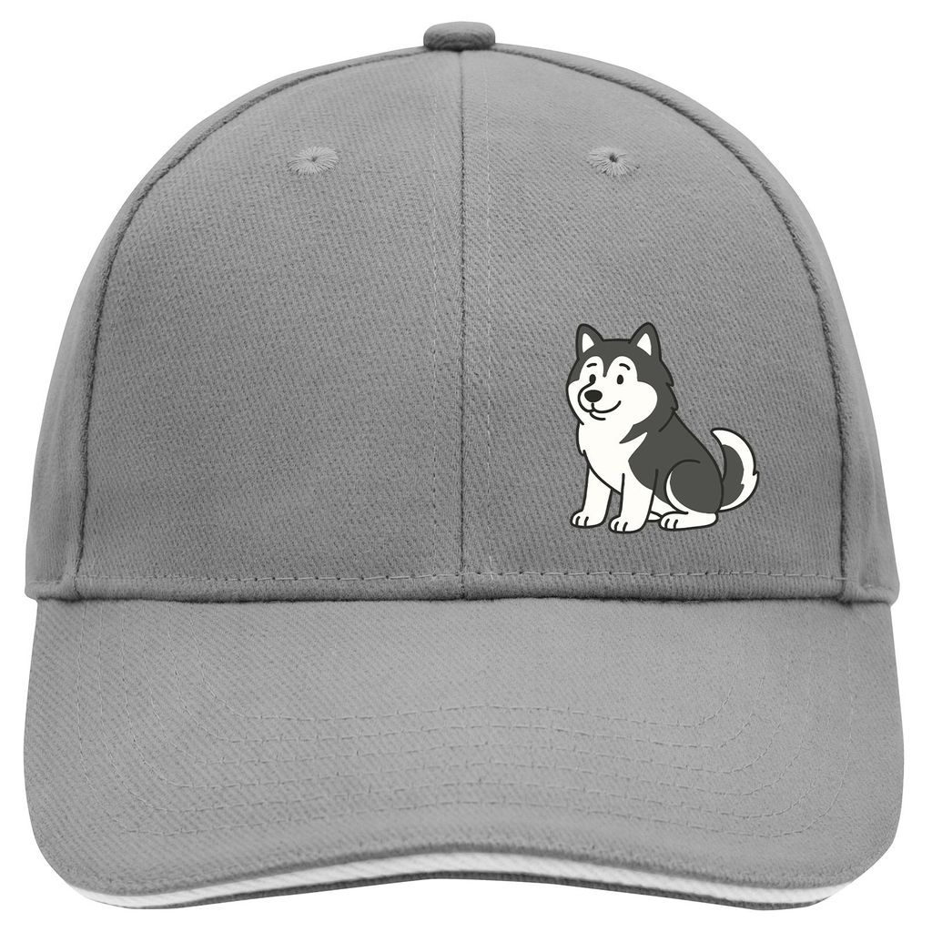 Huuraa Cappy Mütze Alaskan Malamute Comic Mali Dark Grey/White Baumwolle 6-Panel Kappe Geschenkidee