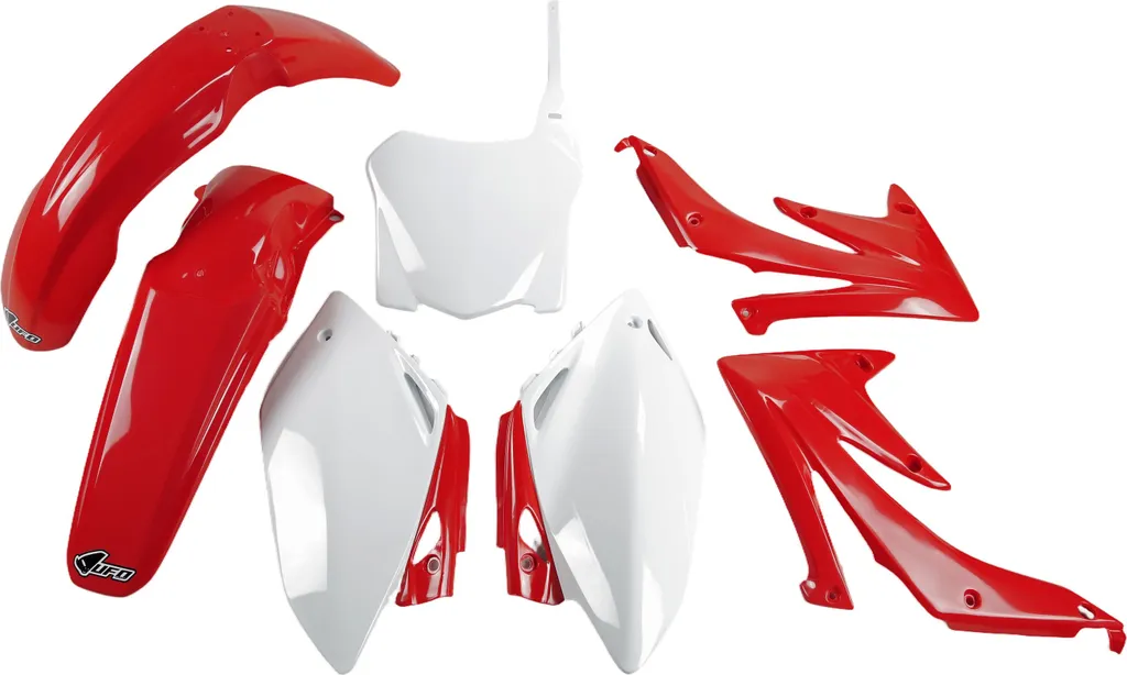 Kit plastique UFO Plast 7 pièces rouge et blanc pour Honda CRF 450R 2008