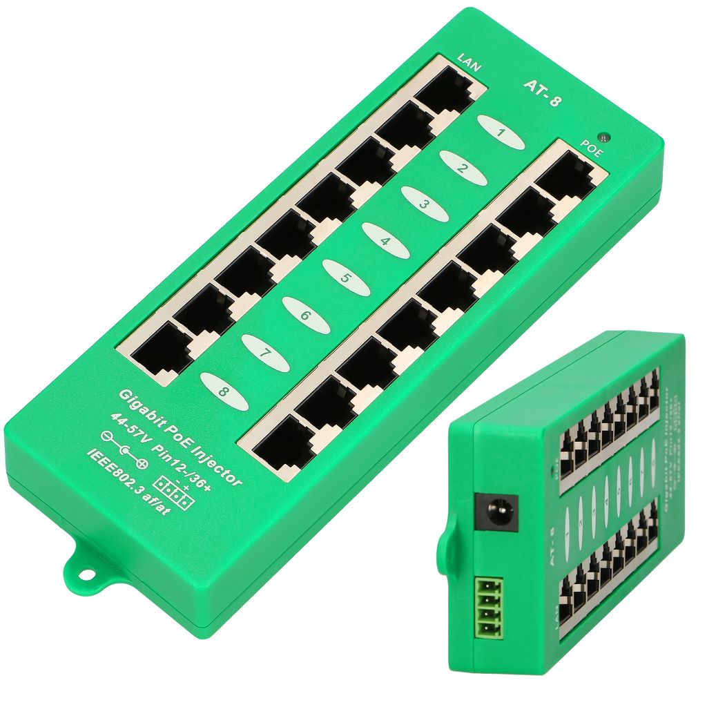 Extralink Gigabit PoE injektor – aktívny, 8× Gigabit port, Obrázok produktu 