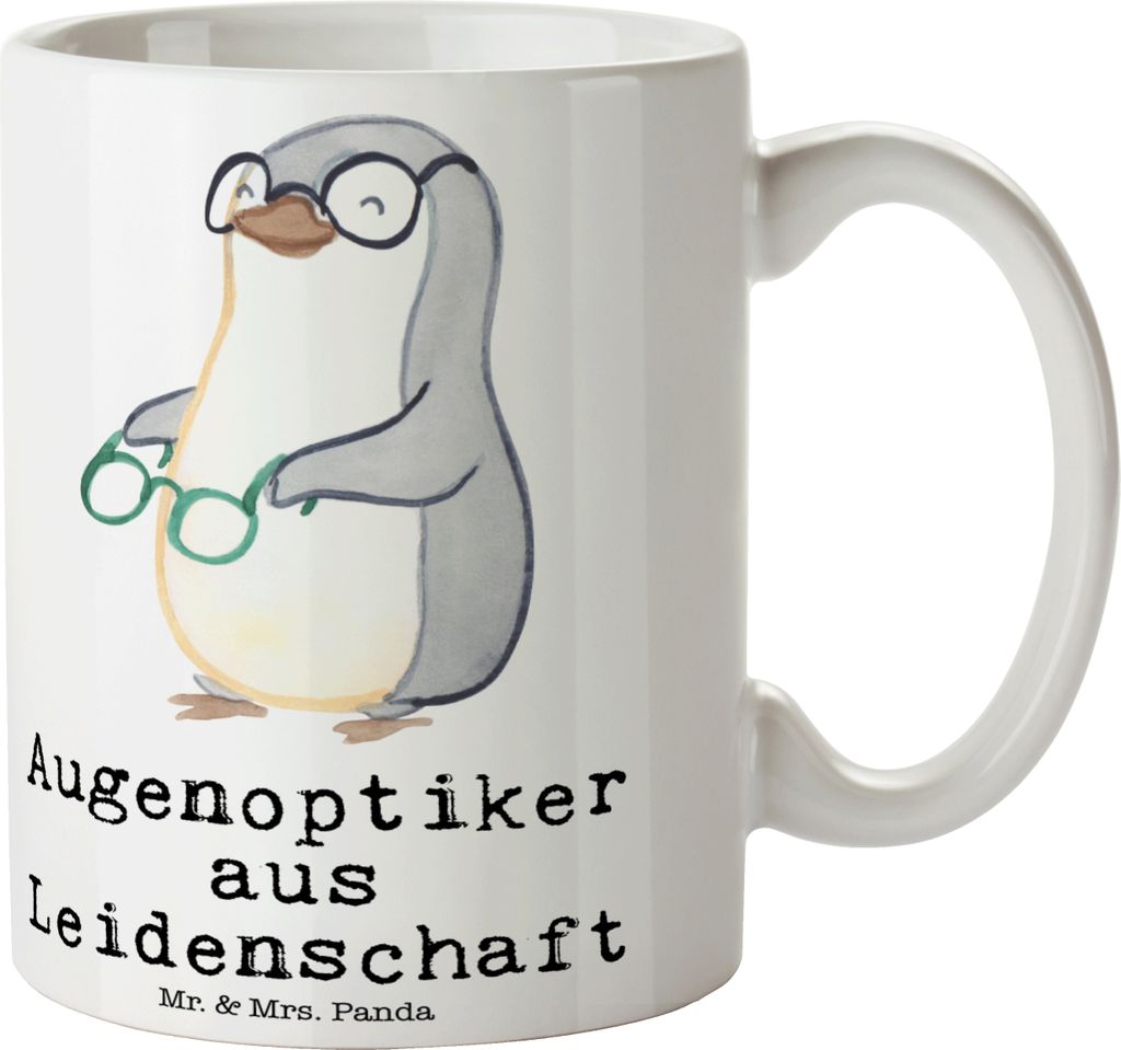 Mr. & Mrs. Panda Becher Augenoptiker Leidenschaft - Weiß - Geschenk, Teebecher, Tasse, Optiker, Bedruckte, Spruch, Optometrist, Kaffeebecher, Pott...