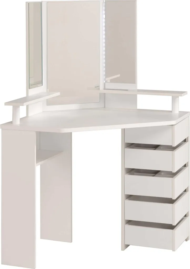 Coiffeuse Volage laquée blanche de style moderne avec rangement invisible
