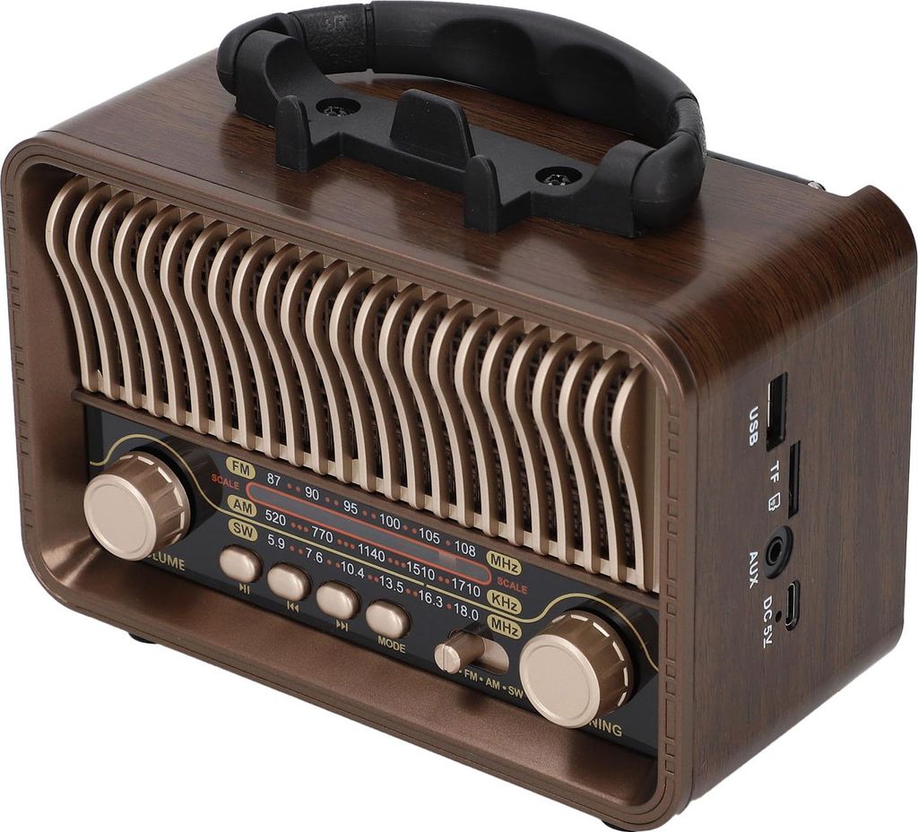 Retro Vintage Radio Portable AM FM SW Radio Bluetooth 5.4 1200mAh Akku mit Antenne Typ C AUX USB Anschluss