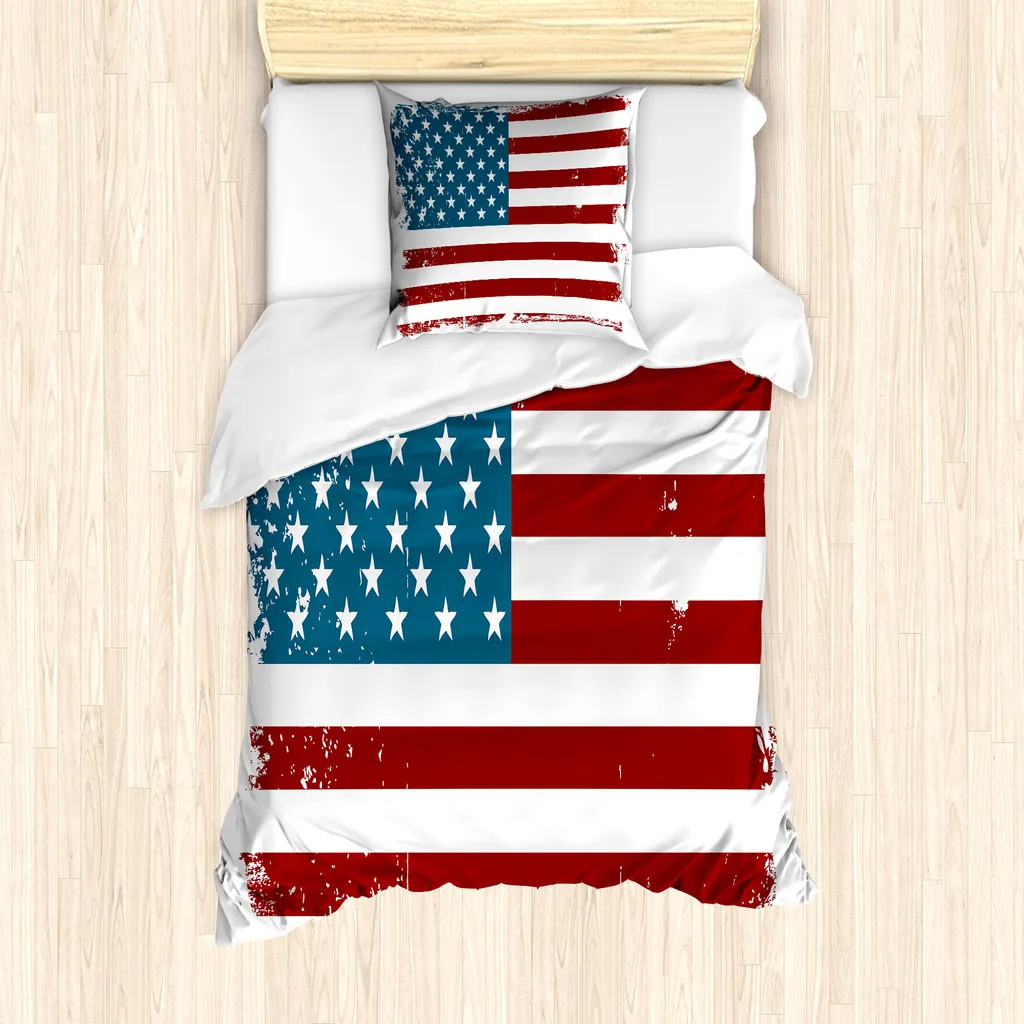 Set Copripiumino ABAKUHAUS Grungy USA 135x200cm - Stile Vintage Americano