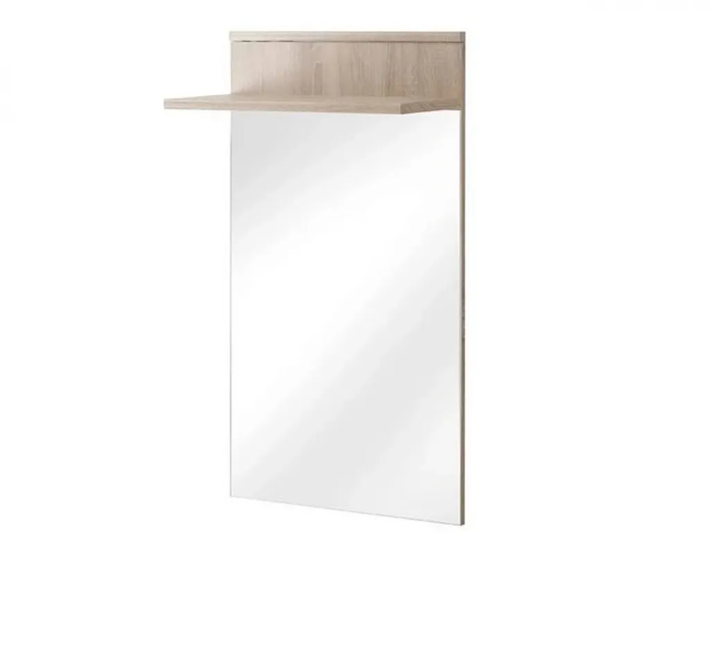 Miroir mural carré avec tablette de rangement bois clair MEGELINO 50x50