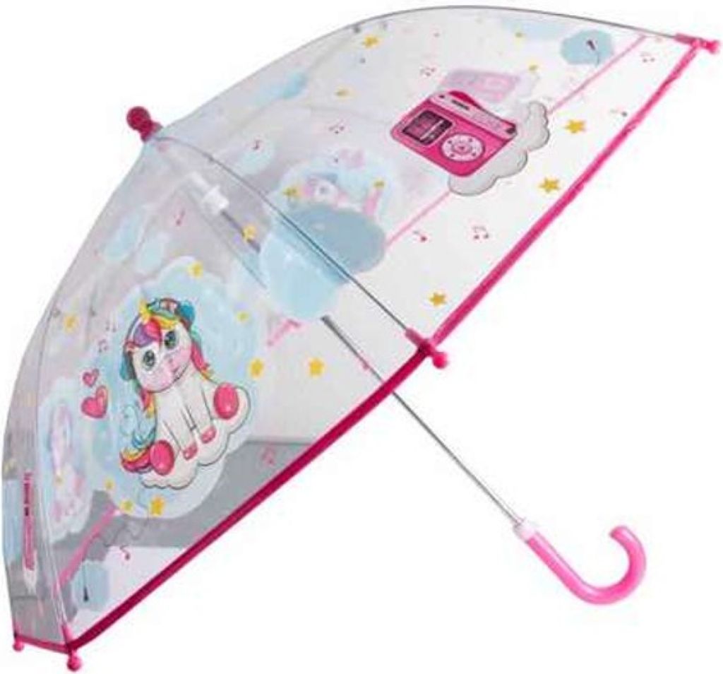 Kinder-Regenschirm transparent Einhorn Musik - bb-Klostermann 53119 -