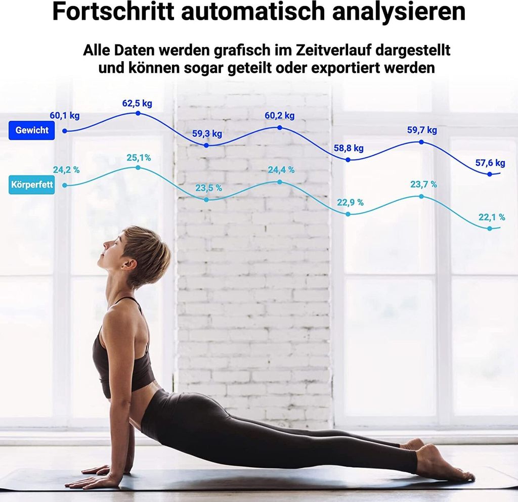 Fitleap Waage mit Körperfett- & Muskelanalyse bis 180kg, Produktbild 4