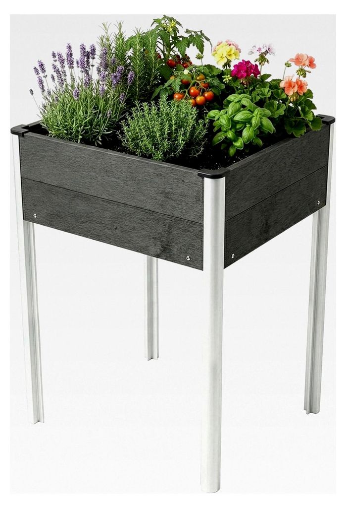 Hochbeet 60x50x90cm Anthrazit WPC - Wetterfest und pflegeleicht auf Stelzen für Garten, Balkon oder Terrasse