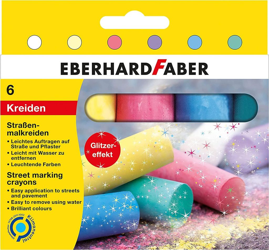 Eberhard Faber Glitzerkreide 6er Pack Straßenkreide mit Produktbild 