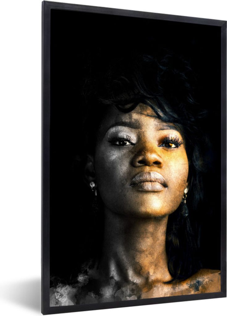 MuchoWow MuchoWow Gerahmtes Poster Frau - Lehm - Farben 60x90 cm - Poster mit zchwarzem Bilderrahmen - Kunst