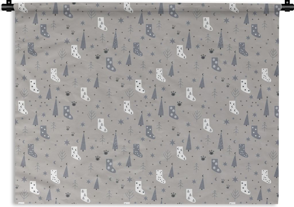 MuchoWow Wandteppich Wandbehang Socken - Schnittmuster - Weihnachten 120x90 cm Tapisserie Dekoration Wandtuch - Wohnen - Aufhänger für die Wand