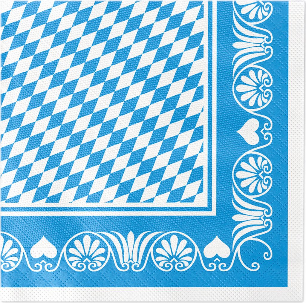 Sovie HORECA Serviette Bavaria in Blau aus Tissue Deluxe , 4-lagig, 40 x 40 cm, 50 Stück - Blau-Weiß Rauten