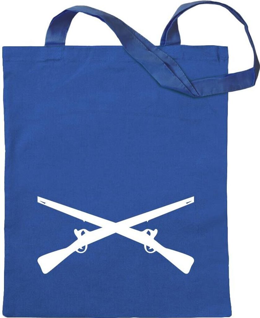Kiwistar - Baumwolltasche - royalblau - gekreuzte Gewehre - Tragetasche Stoffbeutel Umhängetasche langer Henkel