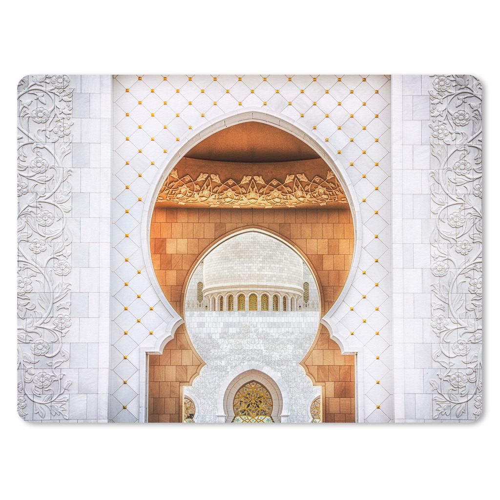 MuchoWow Mauspad Mousepad Tor - Architektur - Weiß - Gold 23x19 cm - Mousepads - Maus Mat - Pad - Mausunterlage - Schreibtischunterlage - Mauspad