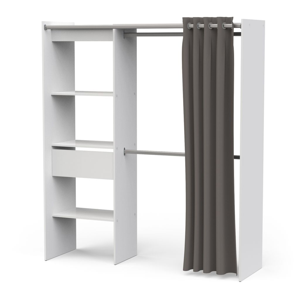 Vorhang-Schrank >CHICAGO< in weiß  - 113,8x191,5x50cm Produktbild 