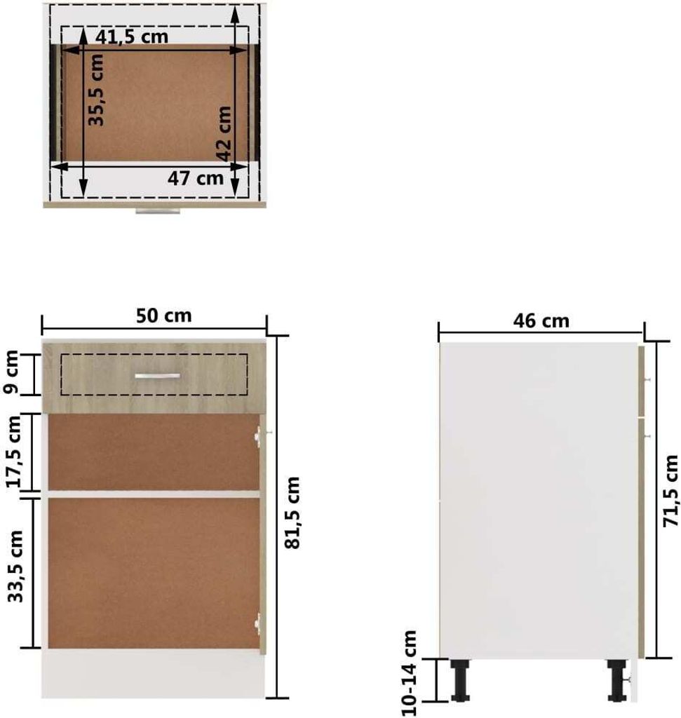 vidaXL Szafka z szufladami dąb sonoma 50x46x81,5 cm Zdjęcie produktu 7