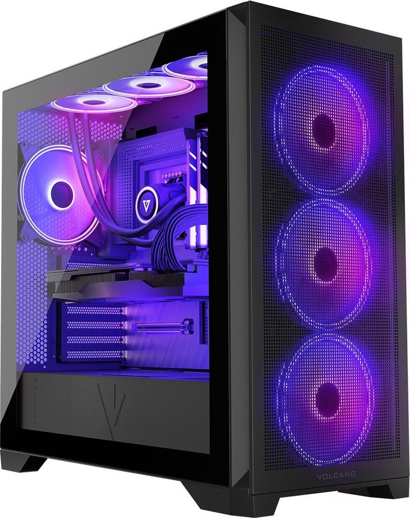 MODECOM VOLCANO EXPANSE S APEX ARGB PC Gehäuse Schwarz mit Öffnung gehärtetes Glas | PC-Gaming-Gehäuse Midi Tower | ATX Gehäuse mit 4 ARGB-Lü...