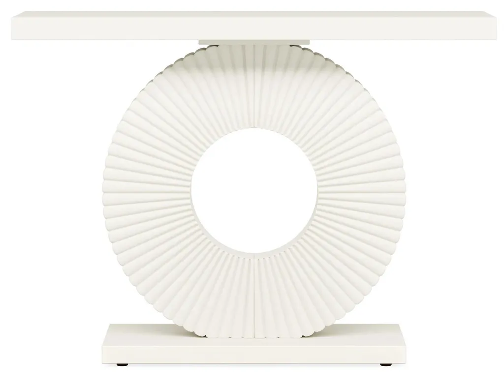 Console d'entrée blanche design géométrique avec étagère de rangement