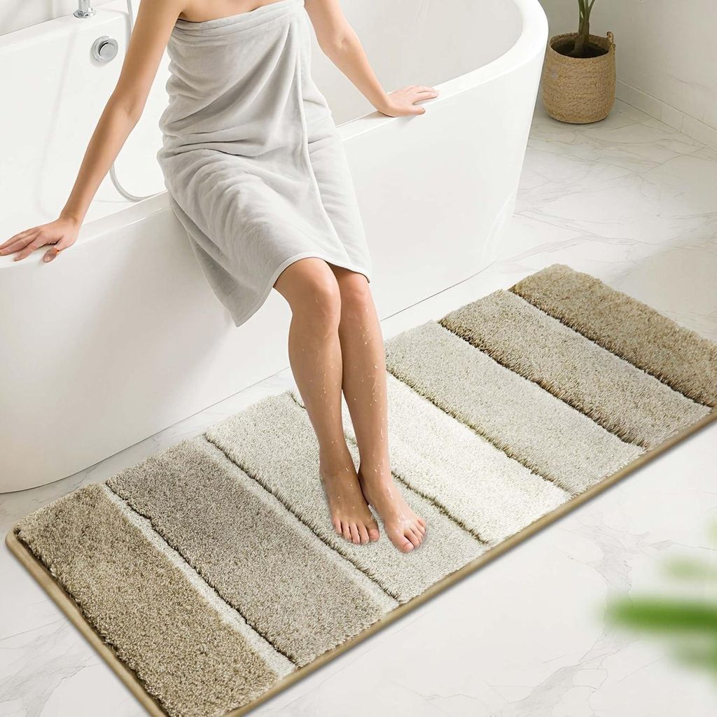 Zachte, antislip badmat, 50 x 150 cm, beige Productafbeelding 