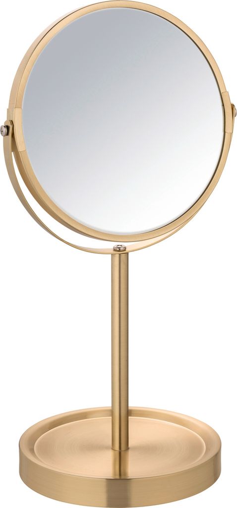 WENKO Standspiegel Mod. Alata Gold matt, Ø 17 cm, mit 3-fach Vergrößerung